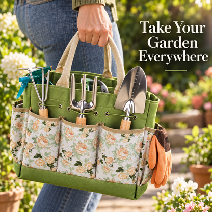 Bloom & Grow Floral Gardening Gift Set with Tool Tote