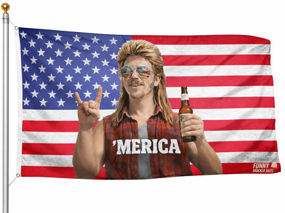 ’MERICA Mullet Man American Flag – Funny Patriotic Truck, Garage & Mud Muddin Flag – Perfect Gift Freedom Lovers Funny Flag tapestry banners mens
