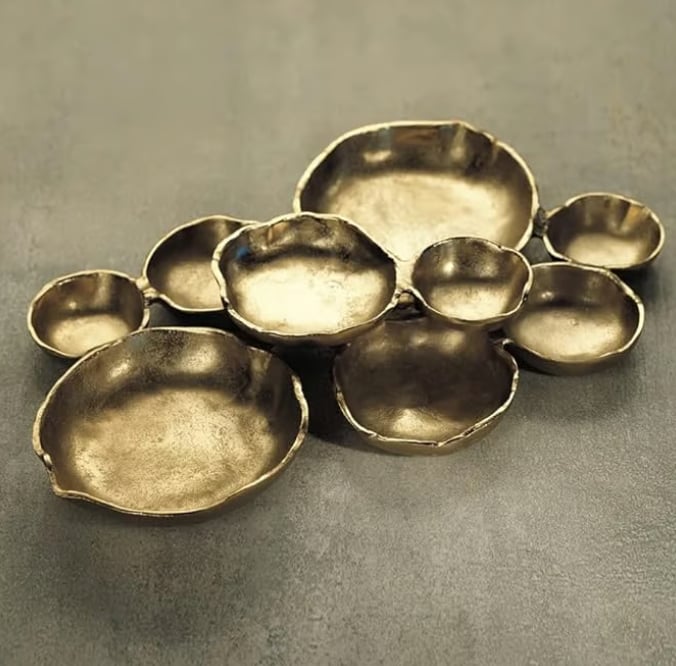 🔥 Limited-Time Sale🔥🍽️ Cluster Accent Bowls – Shiny Gold Snack & Appetizer Serving Dish