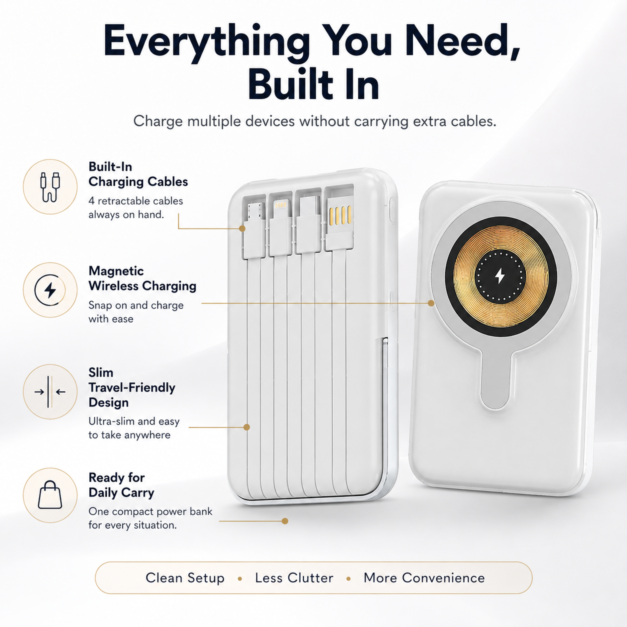 🔋 7-in-1 Magnetic Wireless Power Bank | All-In-One Travel Charger With Built-In Cables🧲