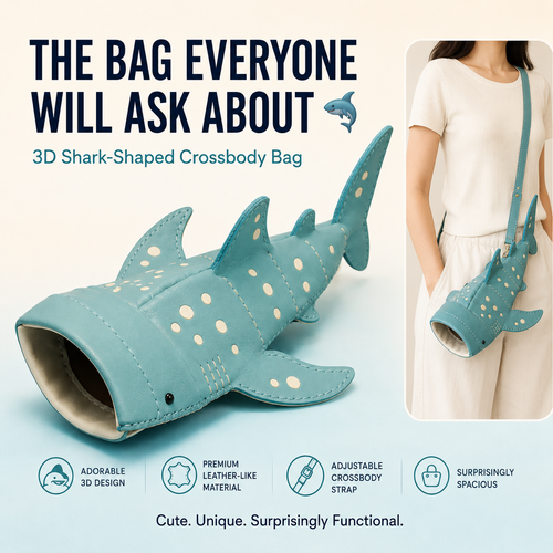🦈 3D Shark Crossbody Bag – Unique Ocean-Inspired Phone Purse