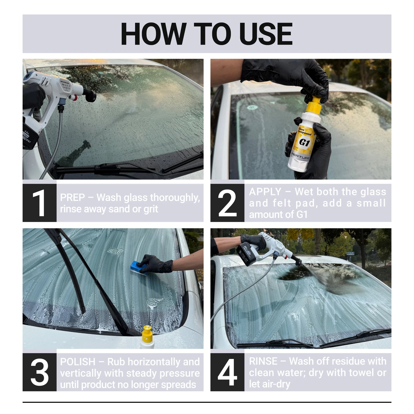 PERTURE G1 Glass Compound Cleaner for Car & Home Glass
