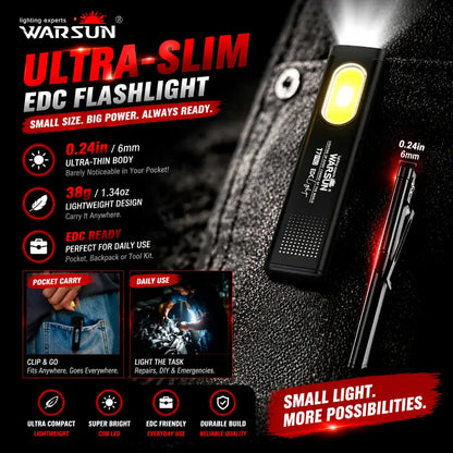 🔦 6-Mode Pocket EDC Flashlight — Magnetic Base, Side Light & USB-C Rechargeable