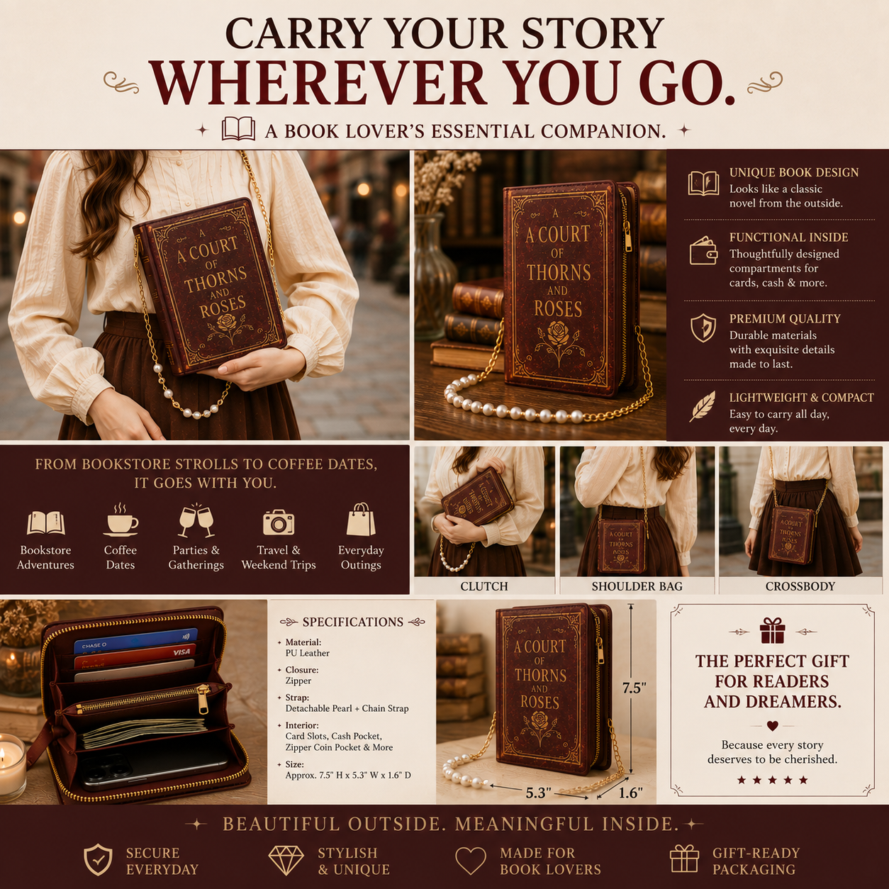 📚 Vintage Book Purse – A Novel Outside, A Purse Inside