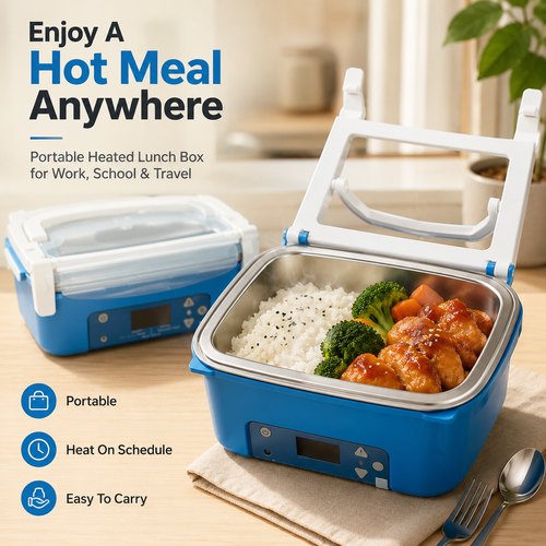 🍱 Portable Electric Heated Lunch Box | Warm Meals Anywhere For Work, Travel & Daily Meal Prep