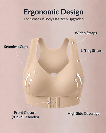 Cross Back Front Closure Wireless Posture Support Bra