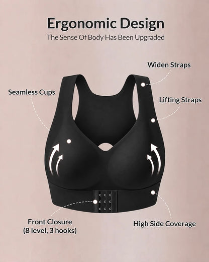 Cross Back Front Closure Wireless Posture Support Bra