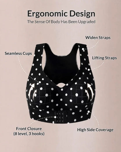 Cross Back Front Closure Wireless Posture Support Bra