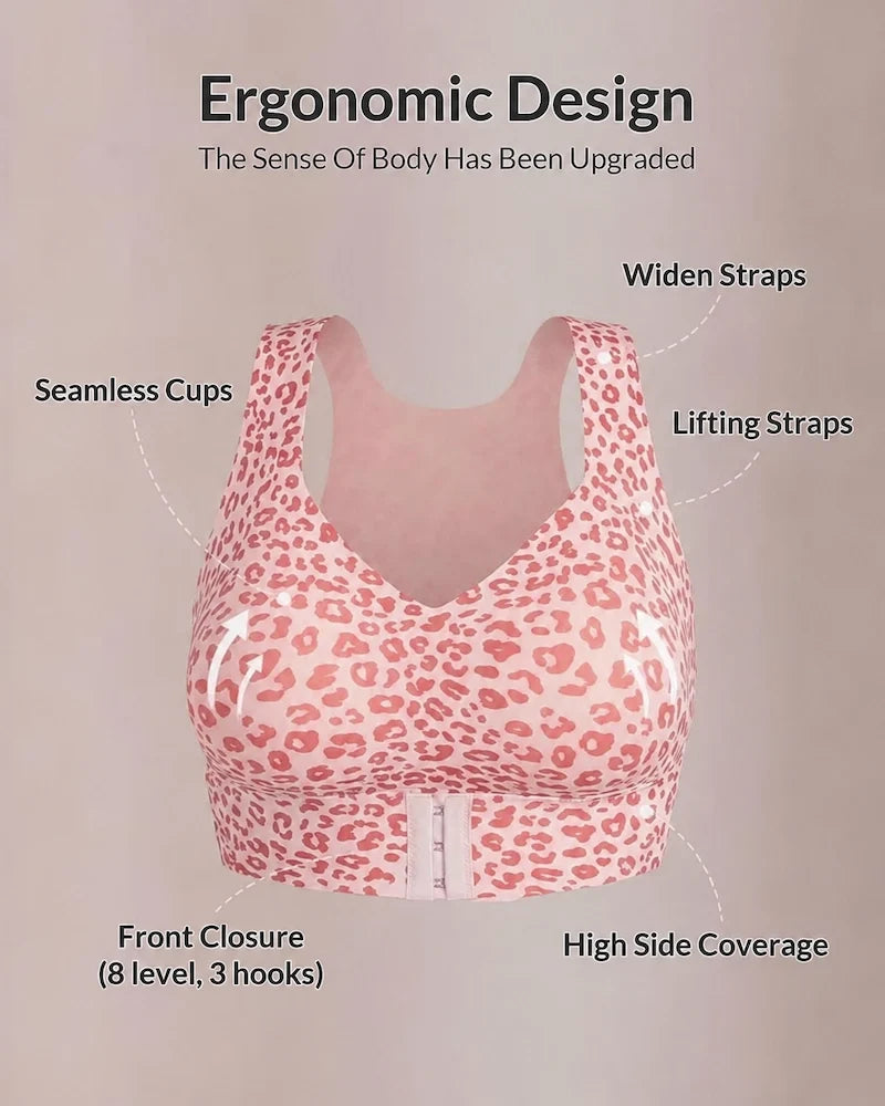 Cross Back Front Closure Wireless Posture Support Bra