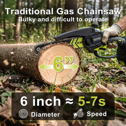 🔥 Limited Time 50% OFF | 6-Inch Mini Chainsaw – Powerful 21V Brushless Cordless Electric Saw with Auto Oiling, Safety Lock & Lightweight Design for Easy Wood Cutting