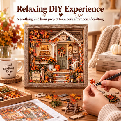 🍂 Vintage Autumn Porch Cottage DIY Shadow Box