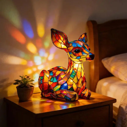 Lucky Dragon LED Night Light – Colorful Stained Glass-Style Resin Lamp, USB-Powered Fantasy Decor & Gift