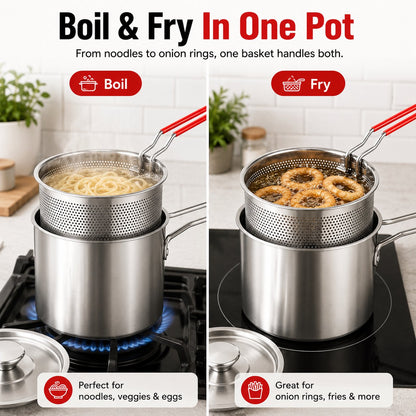 🍜 Mess-Free Noodle Strainer Pot — Cook, Drain & Pour In One Step