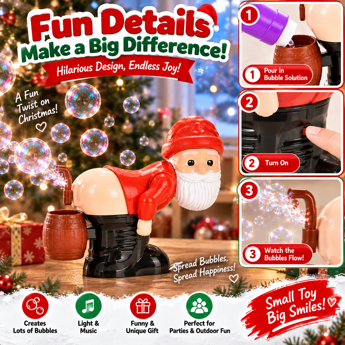 🎅 Automatic Big Bubble Maker – Funny Bubble Machine for Kids, Parties & Outdoor Fun