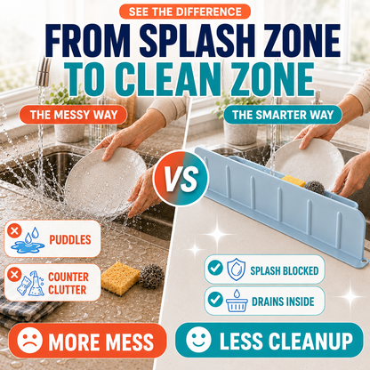 💦 2-in-1 Foldable Sink Splash Guard & Drain Organizer