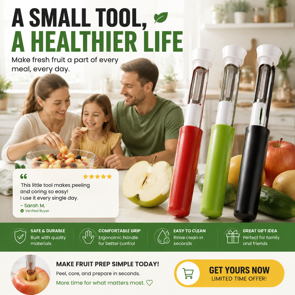🍎 3-in-1 Fruit Peeler & Corer Tool🥝