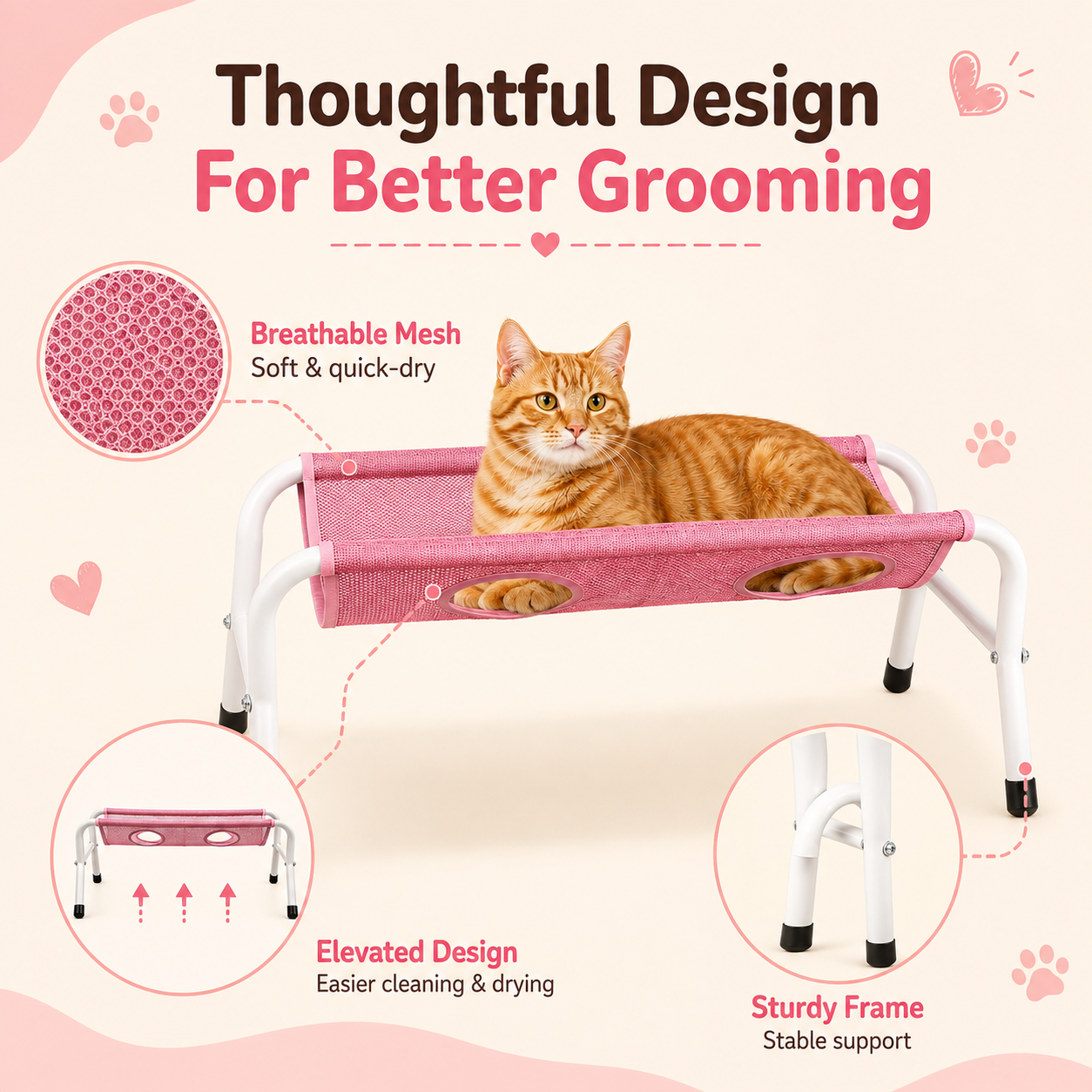 🐾 Pet Spa Grooming Hammock – Stress-Free Bathing & Drying Station for Cats & Small Dogs