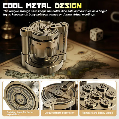 Metal DND Dice Set with Rotating Holder | 7-Piece Polyhedral RPG Dice
