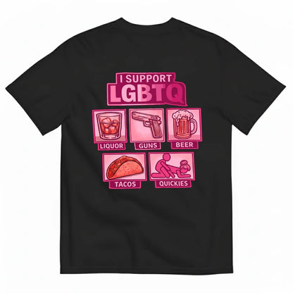 Bold Statement Graphic Tee – I Support LGBTQ Humor Streetwear T-Shirt