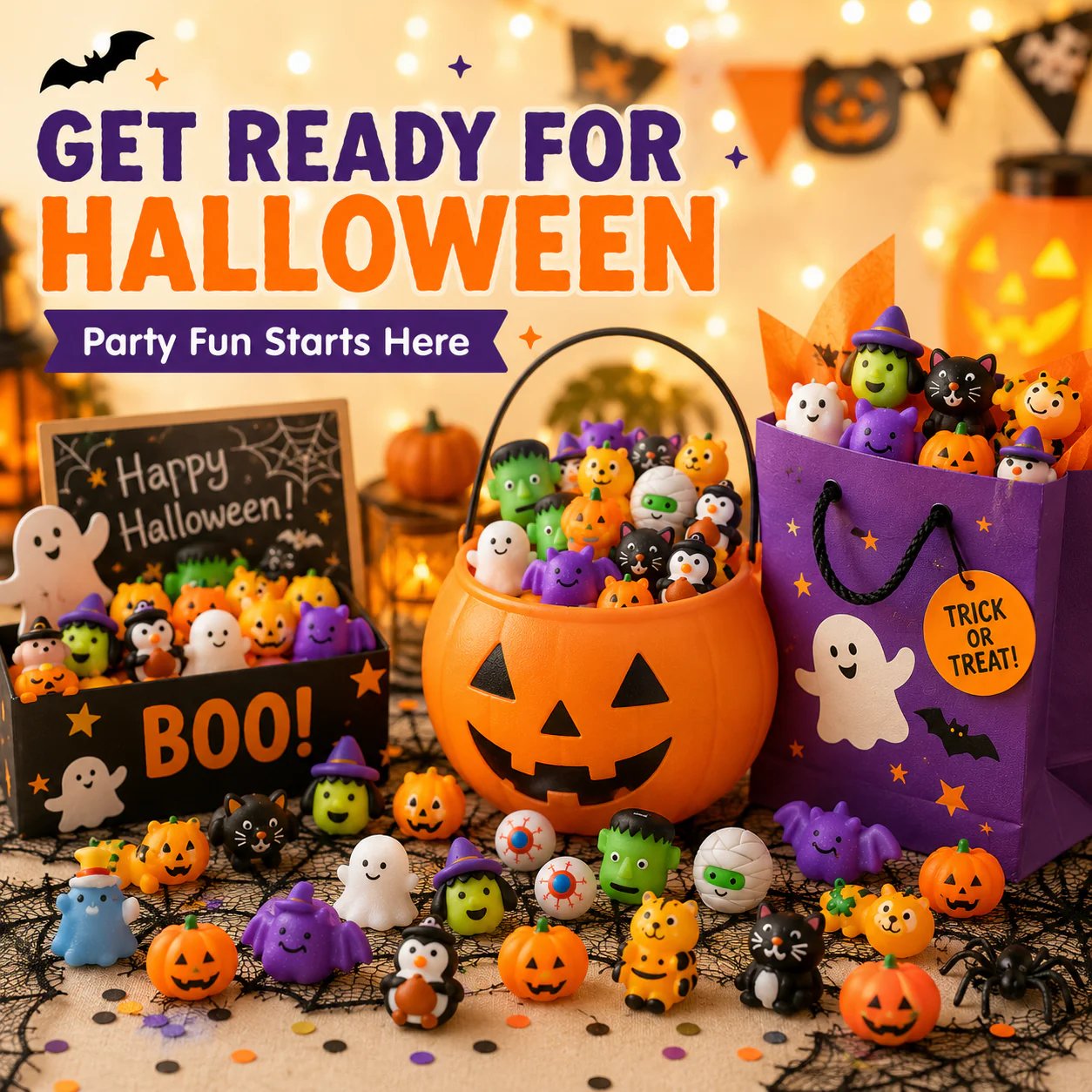 👻 30PCS Halloween Squishy Toys – Cute Party Favors, Goodie Bag Fillers & Classroom Prizes