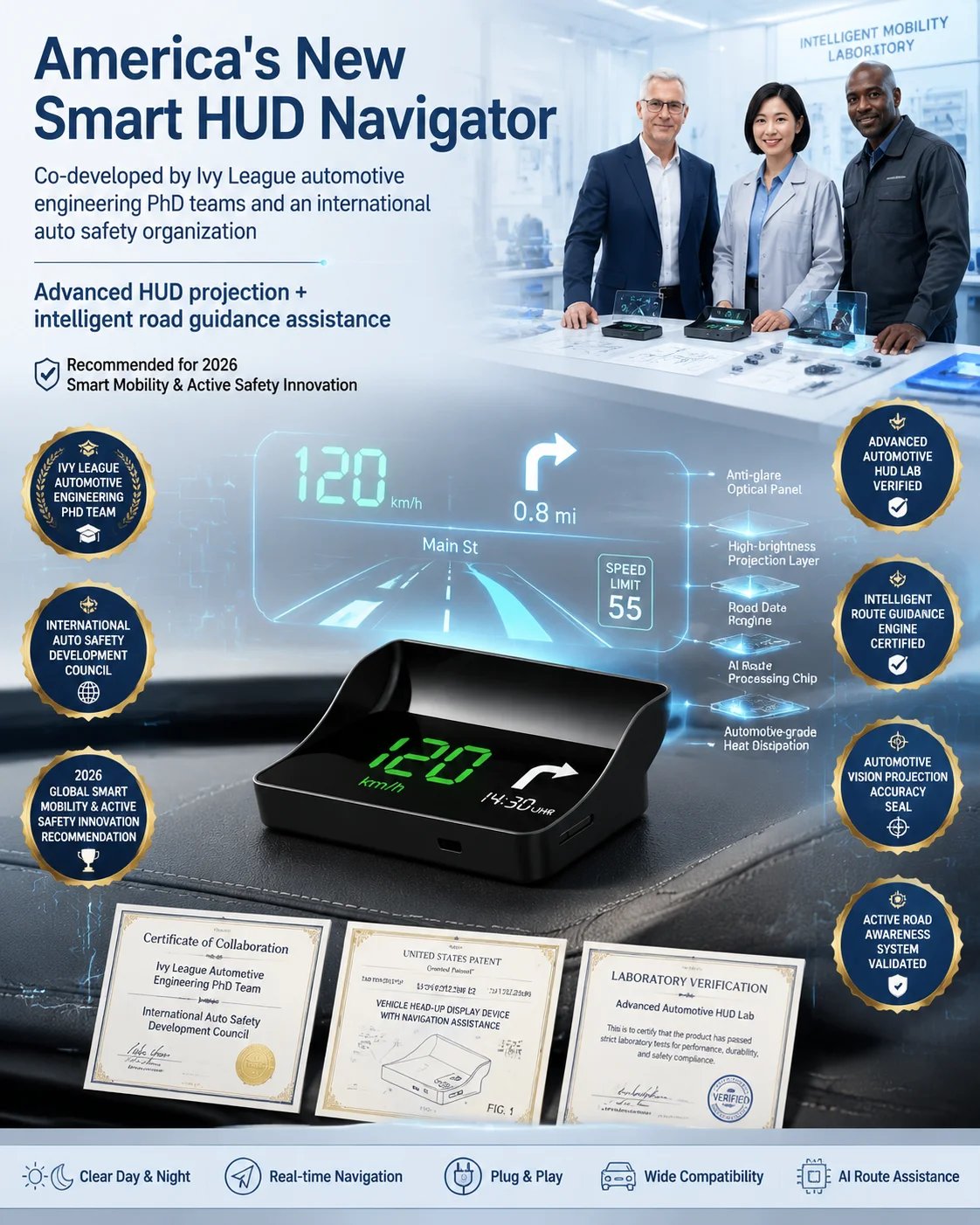 🚗 Smart AI HUD Head Up Display — Drive Safer With Real-Time Speed, Navigation & Road Alerts