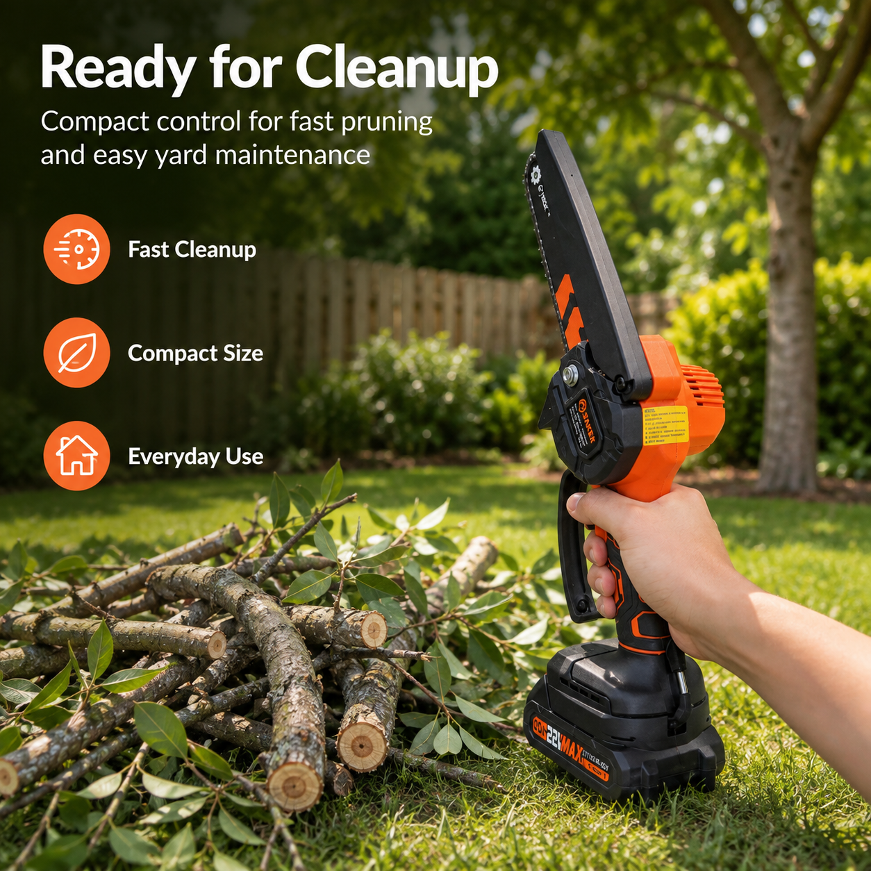 🌿 Cordless Mini Chainsaw – One-Hand Electric Pruning Saw for Branches & Yard Work