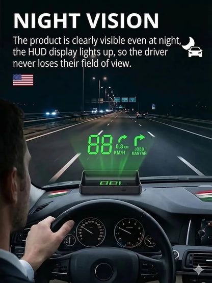🚗 Smart AI HUD Head Up Display — Drive Safer With Real-Time Speed, Navigation & Road Alerts