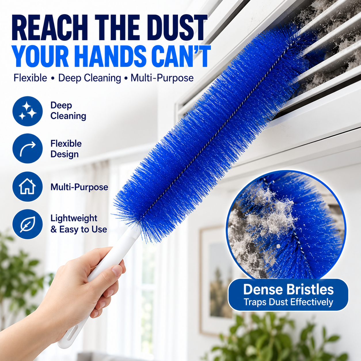 🧹 Flexible Deep-Cleaning Dust Duster – Bendable Brush for Fans, Vents & Hard-to-Reach Spaces