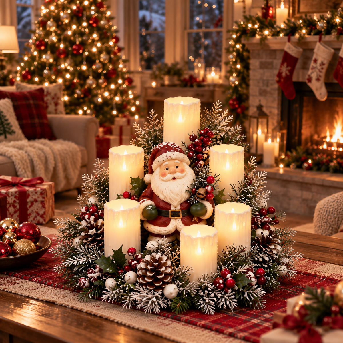 🎅🎄 Christmas Santa Table Centerpiece – Festive Winter Holiday Decor✨