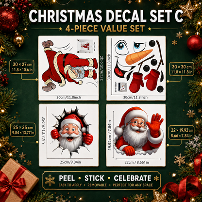 🎅 3D Santa Christmas Wall Decal | Festive Holiday Decor