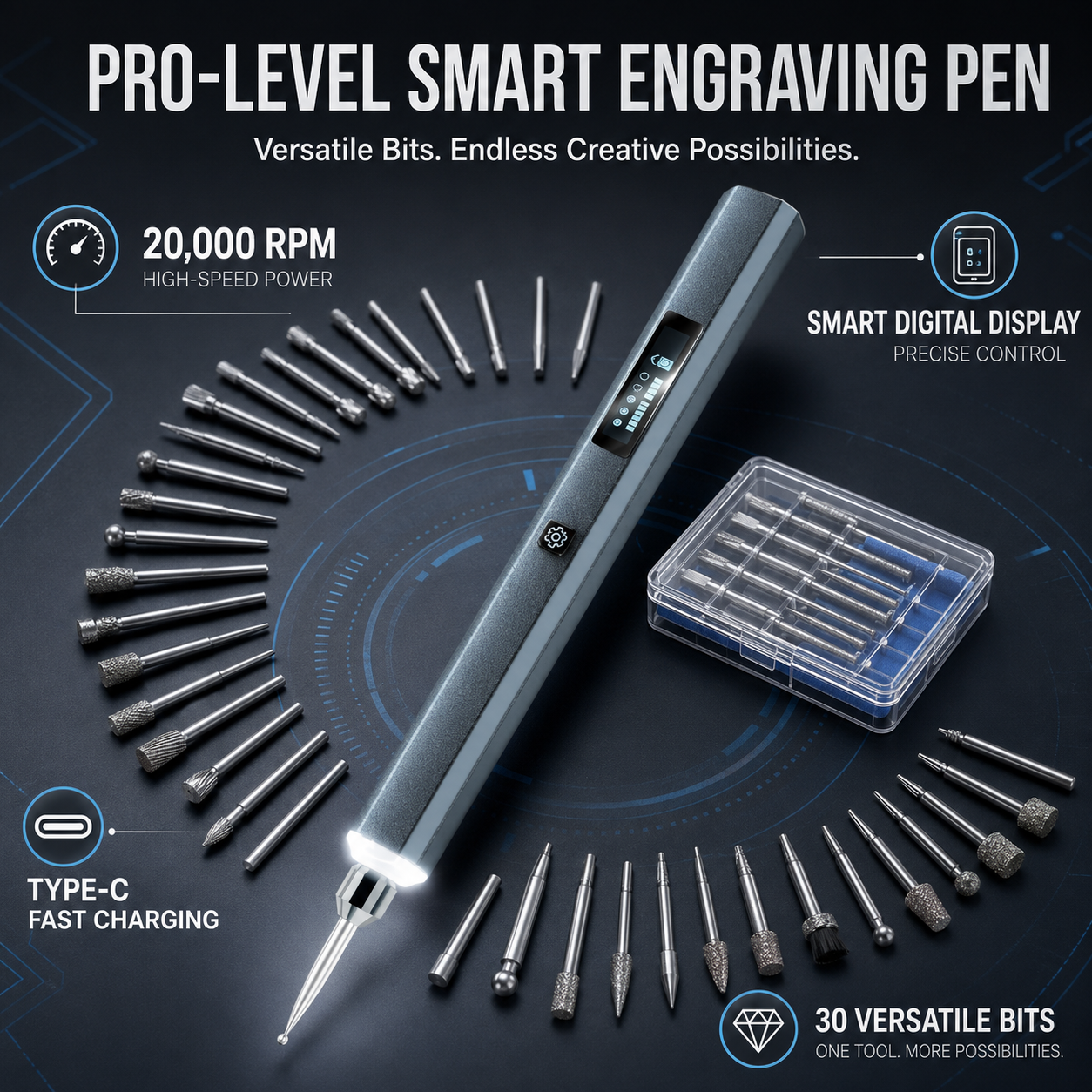 ✍️ Cordless Electric Engraving Pen – 5-Speed LED DIY Tool Kit