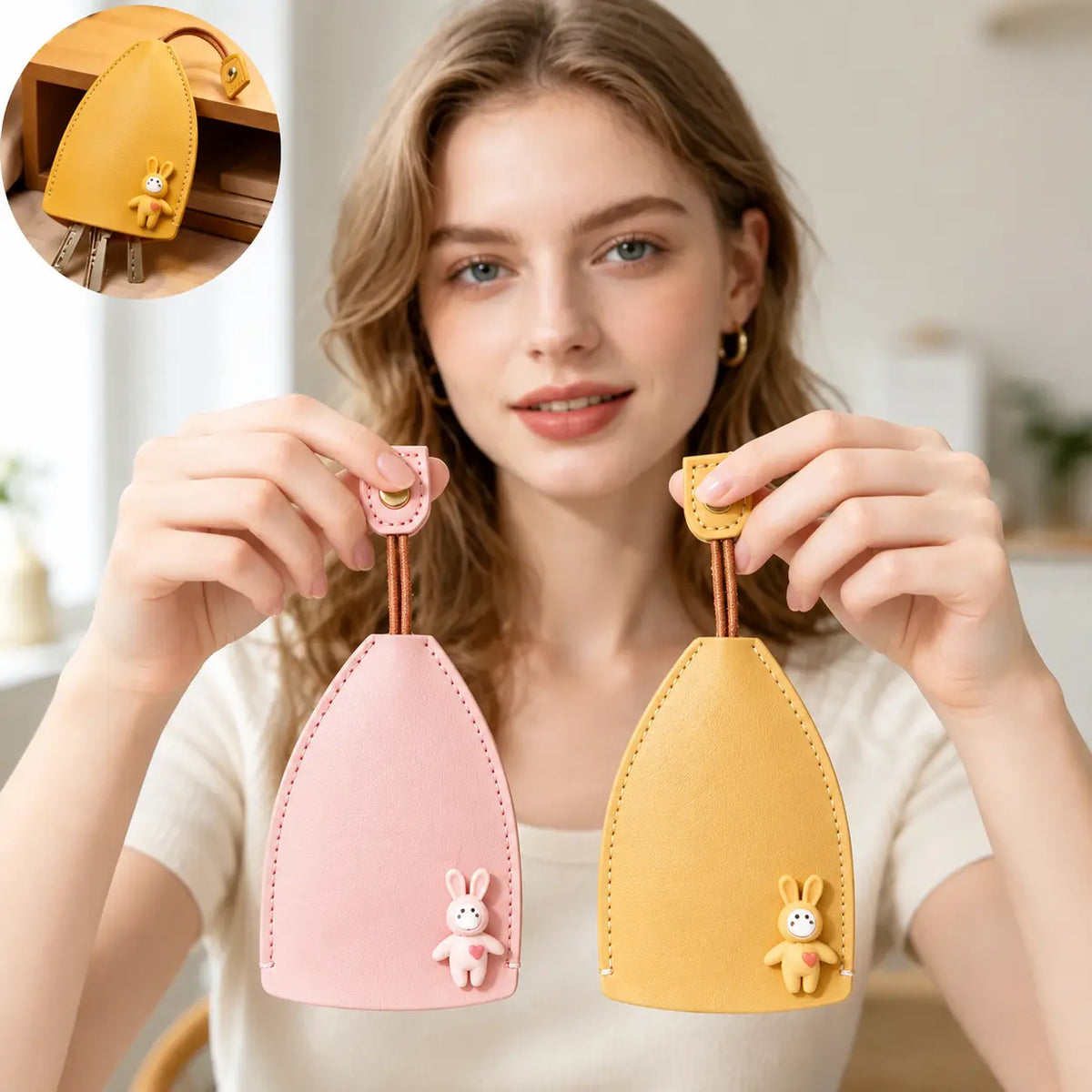 🔑 3-Pack Pull-Out Key Cases – Cute Bunny Protective Key Holders