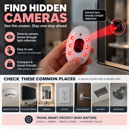 🕵️ Portable Hidden Camera Detector – Quick Privacy Check for Hotels, Airbnb & Travel