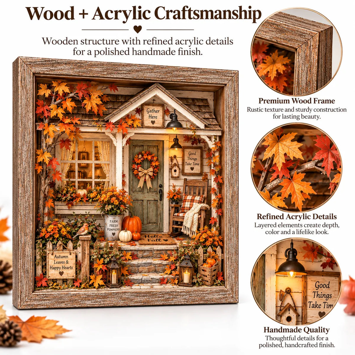 🍂 Vintage Autumn Porch Cottage DIY Shadow Box