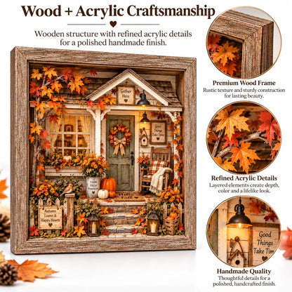 🍂 Vintage Autumn Porch Cottage DIY Shadow Box