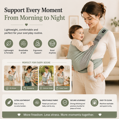 🤱Soft Baby Wrap Carrier – Hands Free Infant Sling for Newborns, Breathable Comfort Baby Holder for Everyday Bonding