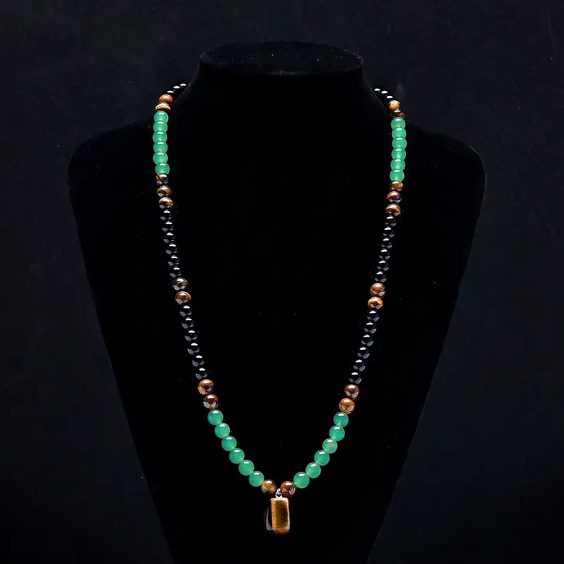 ✨Money Attraction Necklace With GreenAventurine & Tiger Eye Pendant Healing Crystal Stone