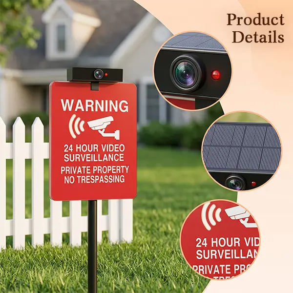 🔥 LAST DAY 30% OFF | Solar LED No Trespassing Security Sign – Rechargeable Outdoor Warning Sign with Stake