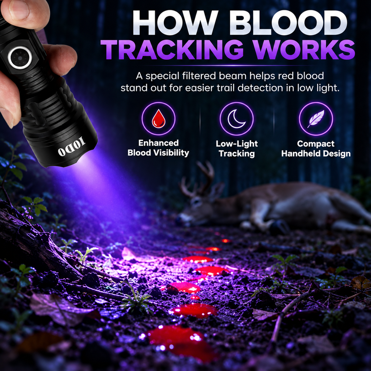 🌟🔦 2000 Lumens Rechargeable Blood Tracking Light 🔦 For Night Hunting