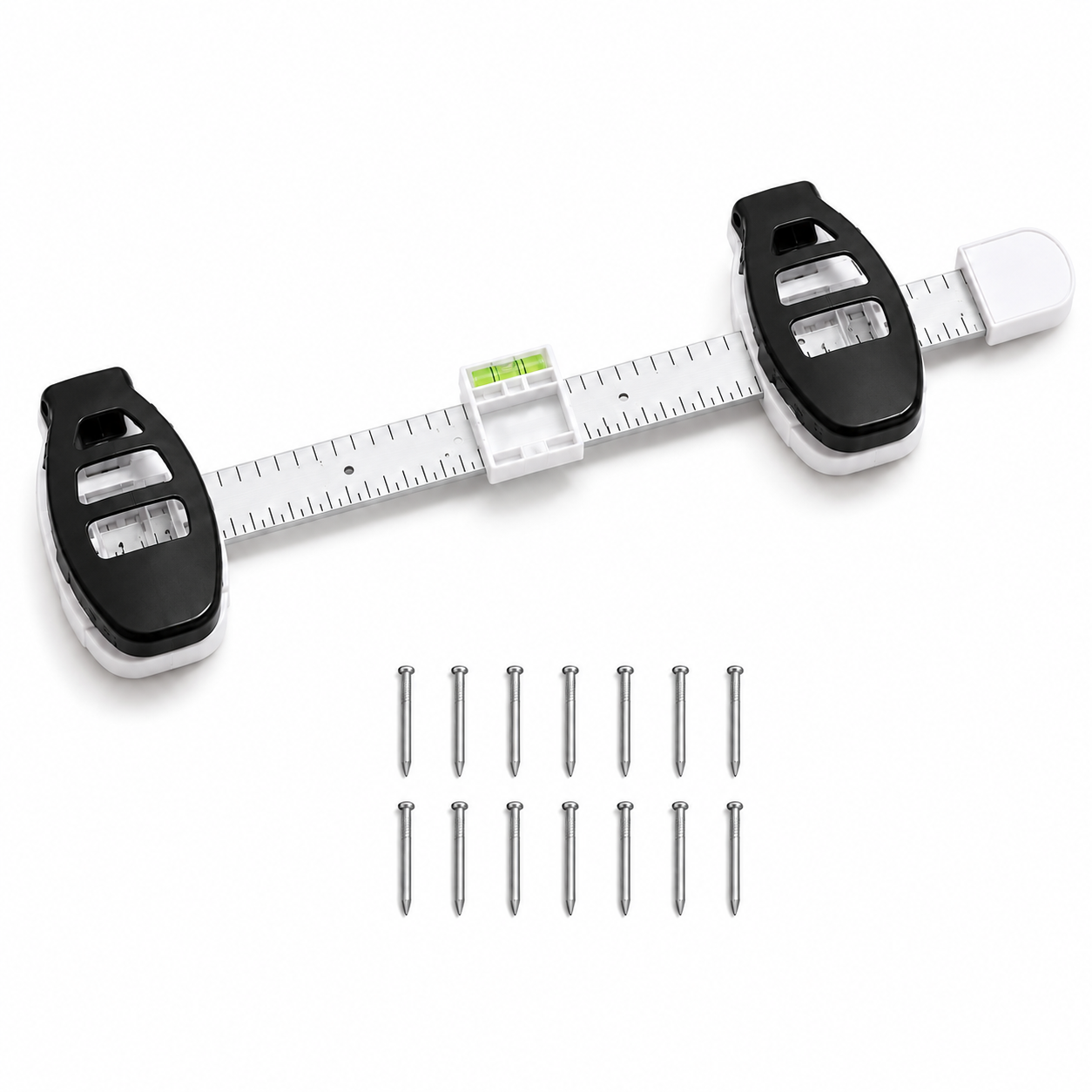 🖼️ All-in-One Picture Hanging Locator & Leveling Tool with Dual Nail Positioners + 14 Nails
