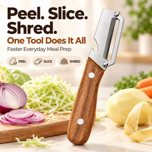 🥕 3-in-1 Wide Blade Vegetable Peeler, Slicer & Shredder – Fast Everyday Meal Prep Tool