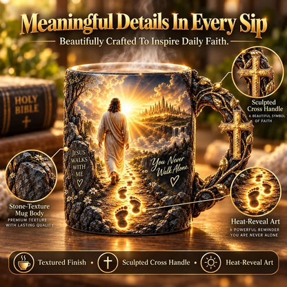 🔥 Last Day 49% OFF - 🔥✝️ Jesus Walks With Me – Heat-Reveal Faith Mug | You Are Never Alone