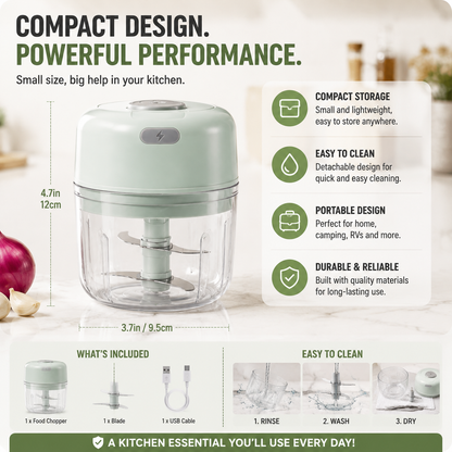 🧅 Mini Electric Food Chopper – Chop, Grind & Prep Fresh Ingredients in Seconds