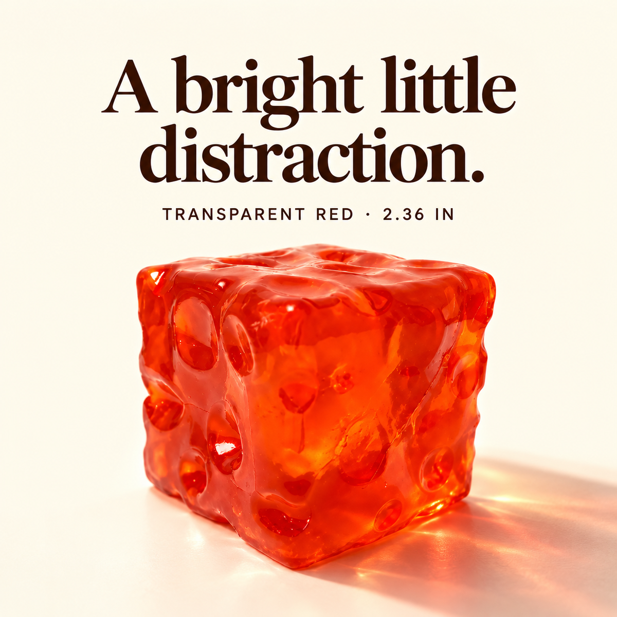 Transparent red 2.36 inch moldable cheese cube squishy