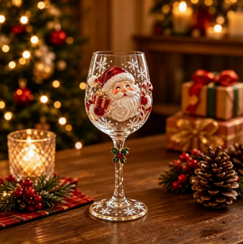 🎄 3D Christmas Collectible Stemmed Glass – 6 Festive Designs