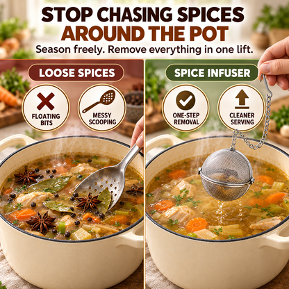 Stainless Steel Spice Infuser Ball – Full Flavor Without the Floating Spices 🍲