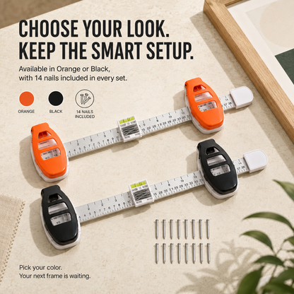🖼️ All-in-One Picture Hanging Locator & Leveling Tool with Dual Nail Positioners + 14 Nails