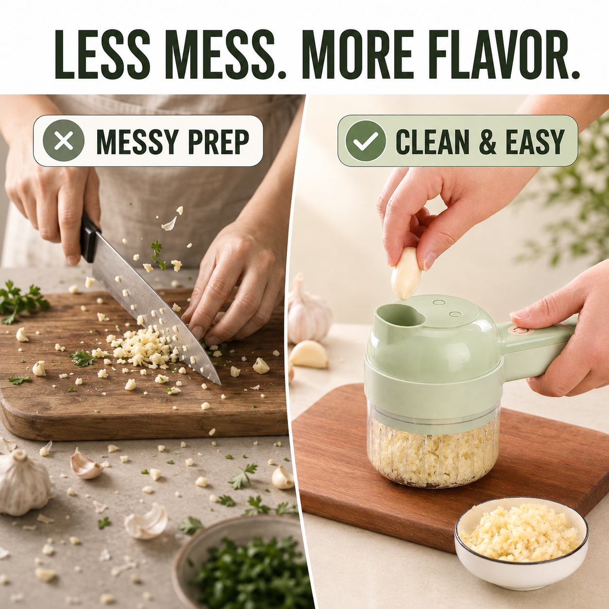 🧄 4-in-1 Handheld Electric Chopper: Slice, Mince, Peel & Auto-Clean!