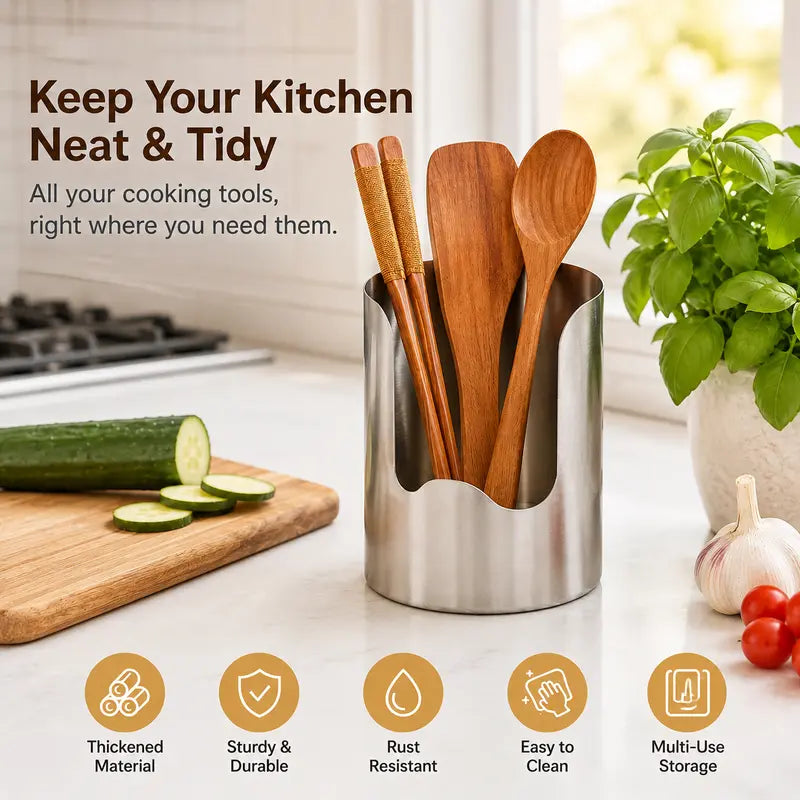 ⚡️Thickened Stainless Steel Utensil Organizer, Rust Resistant Easy to Clean