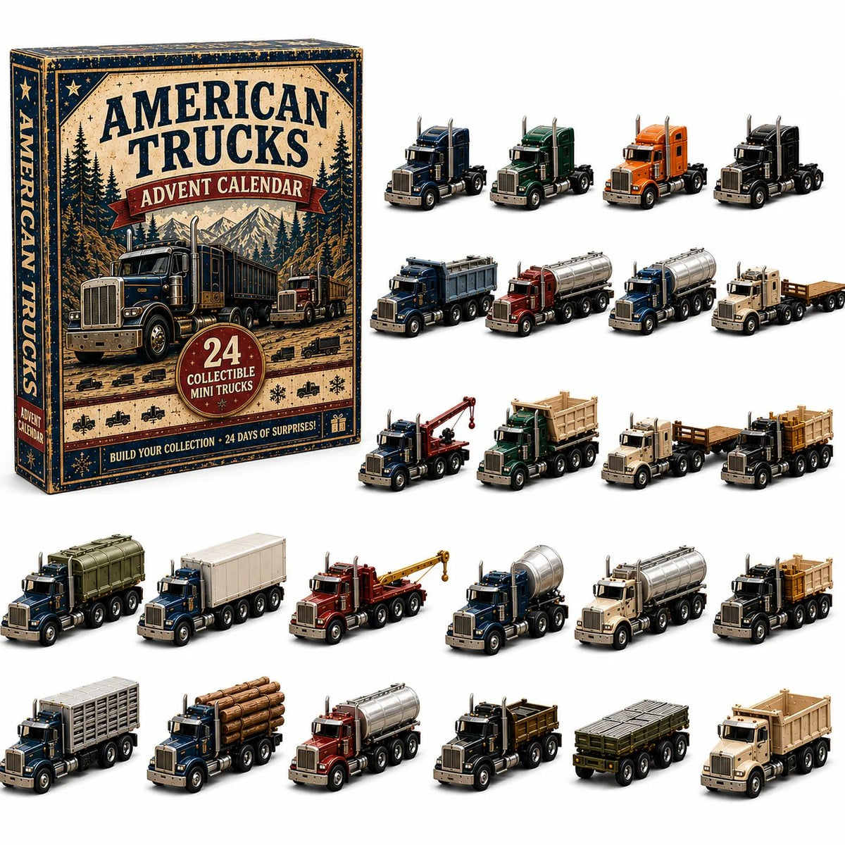 🔥HOT SALE 49% OFF🚚American Trucks Advent Calendar 2026 – 24 Days of Collectible Mini Truck Surprises, Acrylic Charms Blind Box